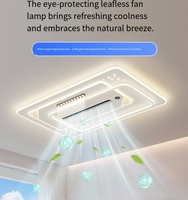 Ventilateur de plafond LED moderne en fer et acrylique avec télécommande, projection d'étoiles tendance, pour chambre et salon, moteur AC, intensité variable, 220V
