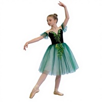 Costume de danse pour femme, jupe de ballet, Lago des cygnes, tulle volumineux, vert diamant, soie/coton