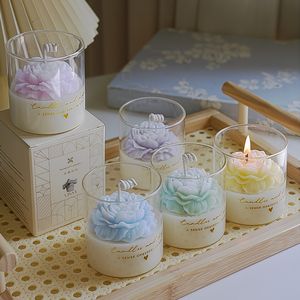 Bougie parfumée artisanale en cire <span class=keywords><strong>de</strong></span> soja avec fleur <span class=keywords><strong>de</strong></span> pivoine dans un verre, cadeau pour mariage, fête, Saint-Valentin, décoration d'intérieur, bougies aromatiques en pot - Product Image 2