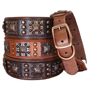 Mofesipi Hond Leer Anti Bite Klinknagel Kraag Grote Hond Halsband Metalen Gesp Verstelbaar Voor Honden Vintage Koeienhuid Materiaal - Product Image 1