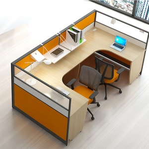Modern 4-Person <b>Office</b> Furniture Set Workstation with Modular Partition <b>Office</b> <b>Table</b> and Chair Contemporary Desk Design - Product Image 4