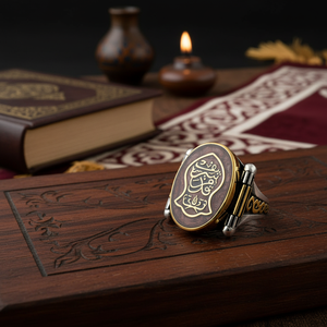 925K Sterling <b>Silver</b> Enamel Art Nalain Shareef <b>Men</b> <b>Ring</b> - Product Image 3