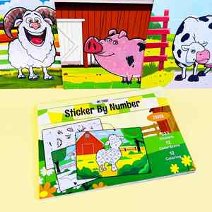 Libro de pegatinas para colorear sin ensuciar para niños y niñas, 12 piezas, actividades, arte, regalos de cumpleaños, manualidades, animales de granja, manualidades con láminas para niños - Product Image 1
