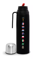 Thermos moderne en acier inoxydable de 1 litre isolé sous vide avec poignée écologique de grande capacité pour le thé Yerba Mate