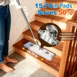 Stainless Steel Telescopic Handle Self-Wringer High Capacity Microfiber Flat <b>Mop</b> Removable Spin Dry Bucket Hands-Free Cleaning - Product Image 2
