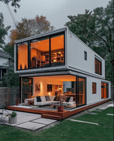 Maison préfabriquée modulaire à double étage moderne, application extérieure pour cuisine de camp, hôtel, construction en panneaux sandwich