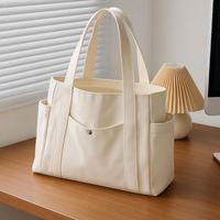 Tas Kanvas Custom Kapasitas Besar Wanita Perjalanan Pantai Tas Belanja Bahu Reusable Tahan Air Sehari-hari Musim Panas Gugur