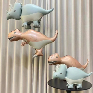 Ballons en aluminium sur le thème des dinosaures de dessin animé mignon ballon tyrannosaure décoration de fête d'anniversaire fournitures de fête de la jungle cadeau - Product Image 3
