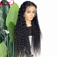 Prêt à expédier Perruque frontale en dentelle suisse transparente 13*4 5x5 Cheveux humains longs 32 pouces bouclés profonds Perruque de cheveux vierges vietnamiens pour femmes
