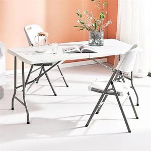 Mesa y silla portátil de plástico rectangular blanca de 8 pies/6 pies para exteriores, silla de comedor blanca, mesa y sillas plegables para eventos - Product Image 2