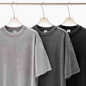 T-shirt décontracté sportif côtelé avec détails de bordure Para Hombre T-shirt épais à épaules tombantes lavé à l'acide - Product Image 2