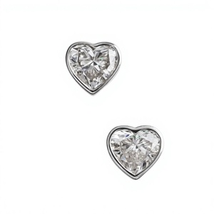 Pendientes de diamantes con corte de corazón en oro blanco para mujer, joyería romántica de uso diario con diamantes naturales de color G - Product Image 4