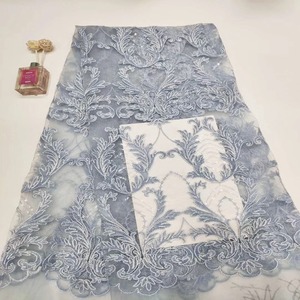 2019 vestido de noche de dubai bordado de lujo azul cielo tela de encaje guipur con purpurina - Product Image 1