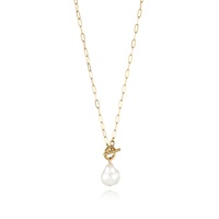 Collier chaîne en acier inoxydable Hip Hop Punk plaqué or avec boucle OT, imitation perle, étanche, électroplaqué, cadeau de fête, bijoux