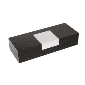 Black Box <b>Pen</b> Case For 1-2 <b>Pens</b> With Velvet Interior And <b>Silver</b> Accent Strip - Product Image 2