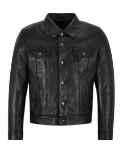Custom 100% Genuine Black Nappa Leather Men’s <b>Jacket</b> Tailored Fit Custom Logo Private Label OEM Wholesale <b>Smart</b> Casual Style - Product Image 1