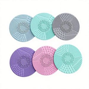 Makeup <b>Brush</b> Cleaning Tool Round Suction-Cup Silicone <b>Scrubbing</b> Pad with Wash Mat - Product Image 2