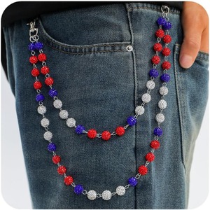 Nouveauté, chaîne de ceinture de pantalon en jeans boule disco personnalisée de luxe chaînes hip hop perles strass chaîne de portefeuille pour hommes - Product Image 3