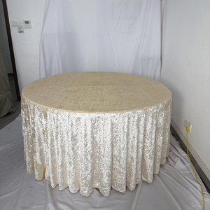 Nappe Ronde Élégante en Velours Blanc Effet Diamant, Jupe de Table Sur Mesure pour Banquet, Restaurant, Décoration Intérieure - Product Image 3
