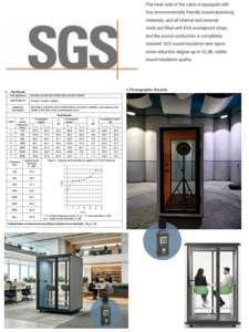 Cabine insonorisée acoustique avec cadre en aluminium, indice 35 dB, ventilation pour appels téléphoniques privés dans les bureaux ouverts et les halls d'hôpitaux - Product Image 6
