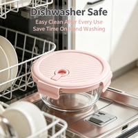 Boîte à lunch en verre dur de 950 ml, récipient de stockage alimentaire étanche, utilisation domestique, compatible lave-vaisselle et micro-ondes, réutilisable, boîte de conservation des aliments