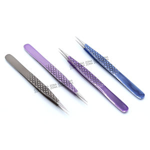 Pinzas de extensiones de pestañas híbridas con etiqueta personalizada profesional Aplicador de aislamiento de acero inoxidable Pinzas de pestañas de volumen de Punta puntiaguda - Product Image 2