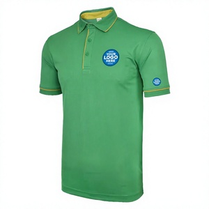 Chemises à manches courtes boutonnées pour hommes, sportives, en tricot, en spandex/polyester, respirantes, à séchage rapide, avec impression numérique du logo au dos du col - Product Image 1