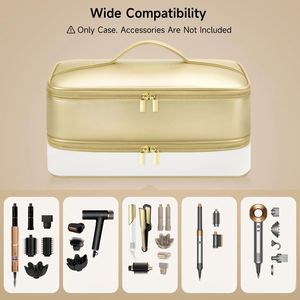 Étui de voyage pour outils capillaires avec sac doré pour sèche-cheveux, étui de rangement pour sèche-cheveux à air chaud, organisateur de voyage pour fer à lisser et fer à boucler - Product Image 3