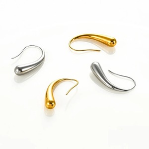 Boucles d'oreilles créoles épaisses pour femmes et filles en acier inoxydable avec zircon en forme de goutte d'eau, petites, tendance, simples, bijoux de fête, cadeaux - Product Image 3