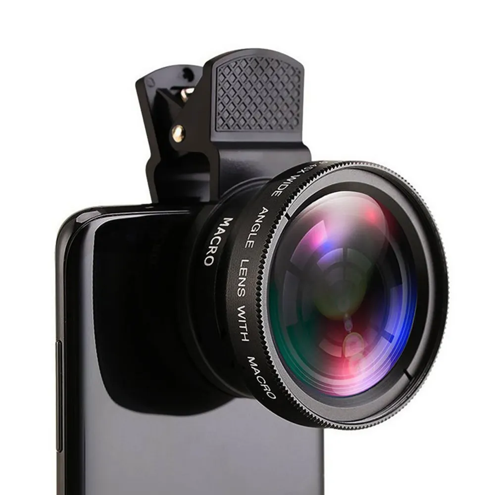 2 IN 1 Lens Universal Clip 37mm Mobile Phone Lens Professional 0.45x 49uv Super Wide-Angle with Macro HD Lens For iPhone Android