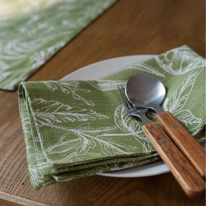 Nuovo arrivo cotone di lusso foglie stampate da tavolo matrimonio <span class=keywords><strong>Runner</strong></span> Green <span class=keywords><strong>Runner</strong></span> da tavola per arredamento - Product Image 4