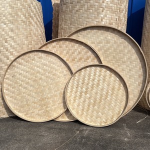 Bamboo Woven Winnowing Basket Round Handmade <b>Natural</b> For Drying Decor <b>Painting</b> Dance Kindergarten Craft Supplies - Product Image 1