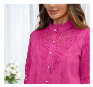 Camisas de Encaje y Malla de Manga Larga Cómodas, Duraderas y Únicas, Ropa de Mujer, Tallas Grandes - Product Image 1