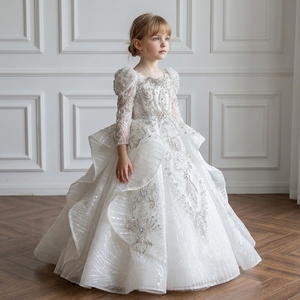 Robe de demoiselle d'honneur princesse scintillante Wn1801, robe de bal bouffante longue avec strass, 100 % polyester, pour mariage et anniversaire - Product Image 1