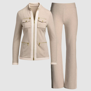 Tuta invernale Slim Custom due 2 pezzi a maniche lunghe Chic <span class=keywords><strong>Set</strong></span> da donna con cerniera - Product Image 1