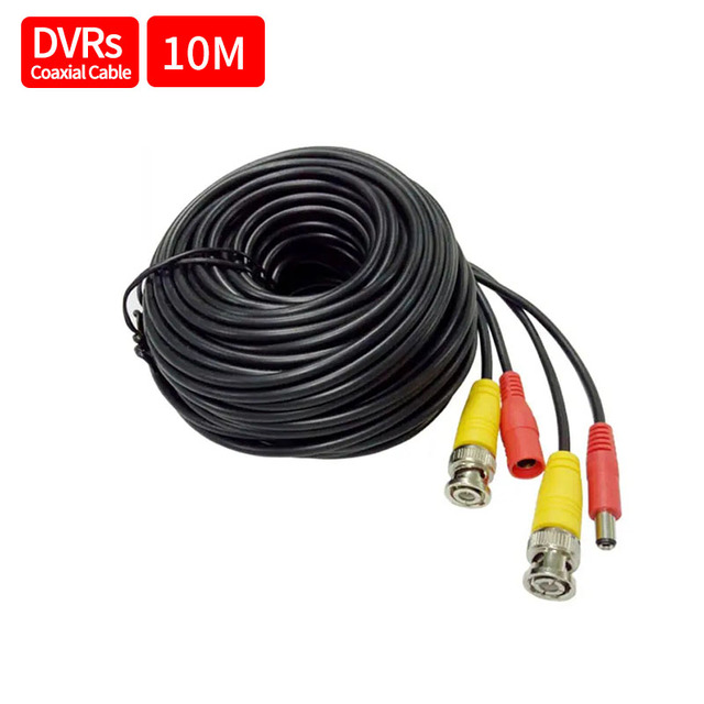Fosvision 10M Black BNC Video Power Cable/Wire for AHD Security Camera DVR System Cctv Extension Cable