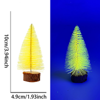 Mini sapin fluorescent bleu réactif aux UV de 10 cm, petit sapin sur base en bois pour décoration de table de fête sous lumière noire