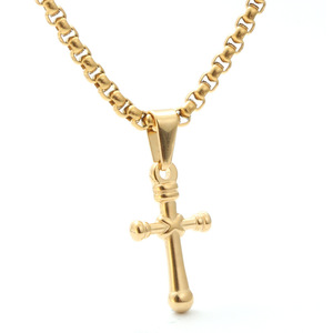 <b>Cross</b> Pendant Necklace Zinc Alloy Gold Plated For Men Women Gift Jewelry - Product Image 1