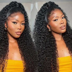 10-30นิ้ววิกผมมนุษย์ผมหยิกหยักศกแบบชาวมองโกลแอฟโฟรวิกผมแท้ใสติดด้านหน้ามีผมเด็ก - Product Image 1