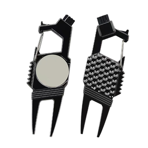 Outil de réparation de divots de golf magnétique avec marqueur de balle, nettoyeur de rainures, brosse et mousqueton à 2 dents - Product Image 3