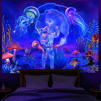 Tapisserie murale en polyester réactive aux UV, motif loup et dragon, pour salon, chambre, fête, décoration de festival, bannière
