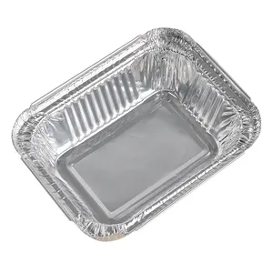 Disesuaikan Pack 260Ml Aluminium Foil Wadah Persegi Panjang Sekali Pakai Cangkir Kue Kotak Makan Siang Kemasan Wadah