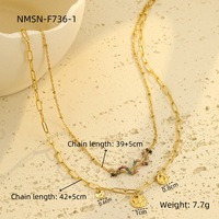 Collier avec pendentif en pierre naturelle multicolore et bracelets à double chaîne pour femmes, ensembles de bijoux en acier inoxydable