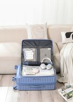 Valise rigide extensible avec ouverture profonde et compartiments zippés multicouches, valise à roulettes légère