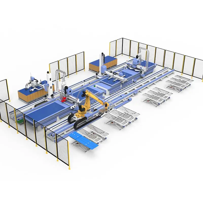 เครื่อง CNC ATC ตัดไม้สายการผลิตเฟอร์นิเจอร์ไม้พร้อมแขนหุ่นยนต์ประหยัดแรงงาน