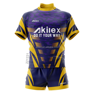 Maglia da Rugby Akilex maglia da calcio da <span class=keywords><strong>uomo</strong></span> abbigliamento da ginnastica pantaloncini da allenamento divise da calcio Design sublimato maglia da Super Rugby - Product Image 2