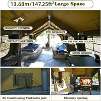 Tente de glamping familiale pour l'extérieur, tentes de camping gonflables en tissu Oxford 420D 13 ㎡   Tente pneumatique imperméable à montage rapide avec pompe