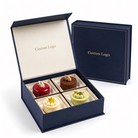Boîte cadeau magnétique de luxe personnalisée avec logo, mini boîte à gâteau, 4 compartiments, emballage en papier rigide pour pâtisseries, cupcakes et desserts