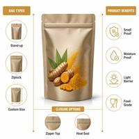 Sachet refermable personnalisé anti-odeur avec fermeture éclair pour emballage de thé, curcuma, moringa, poudre de cannelle