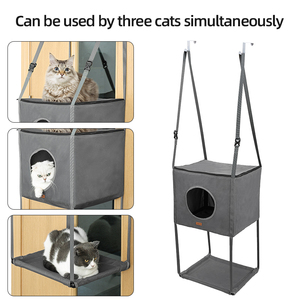 Arbre à chat suspendu multi-niveaux personnalisé Matériau Oxford solide <span class=keywords><strong>avec</strong></span> hamac durable pour chat et perchoir sans poils - Product Image 3